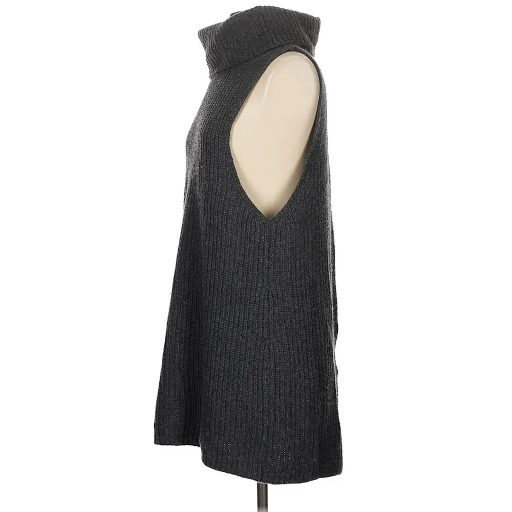 Free People Gray Need It Now Lambswool Turtleneck Sweater S Split Back Small - Picture 5 of 7